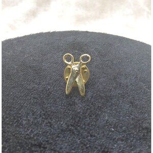 Vintage Miniature Gold Scissors Pin Brooch With Butterfly Clasp